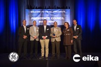 Eika receives the Distinguished Supplier award from General Electric